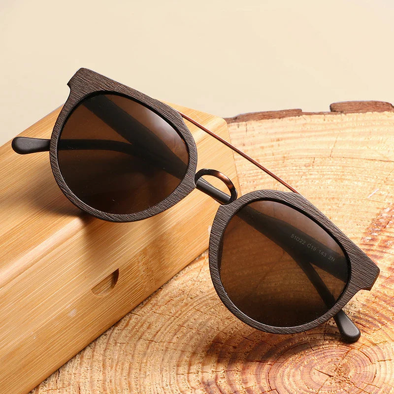 Vintage Acetate Wood Sunglasses For Men/Women High Quality Polarized Lens UV400 Classic Sun Glasses