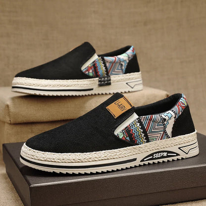 Casual Mens Cloth Shoes Spring Summer New Minority Nationality Style Versatile  Lazy Canvas Shoes Breathable Soft