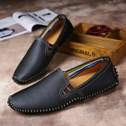 [Soft] Men's Shoes Casual Shoes Lazy Low-cut Set Foot Mid-mouth Single Shoes Cowhide Leather Handmade Leather Shoes