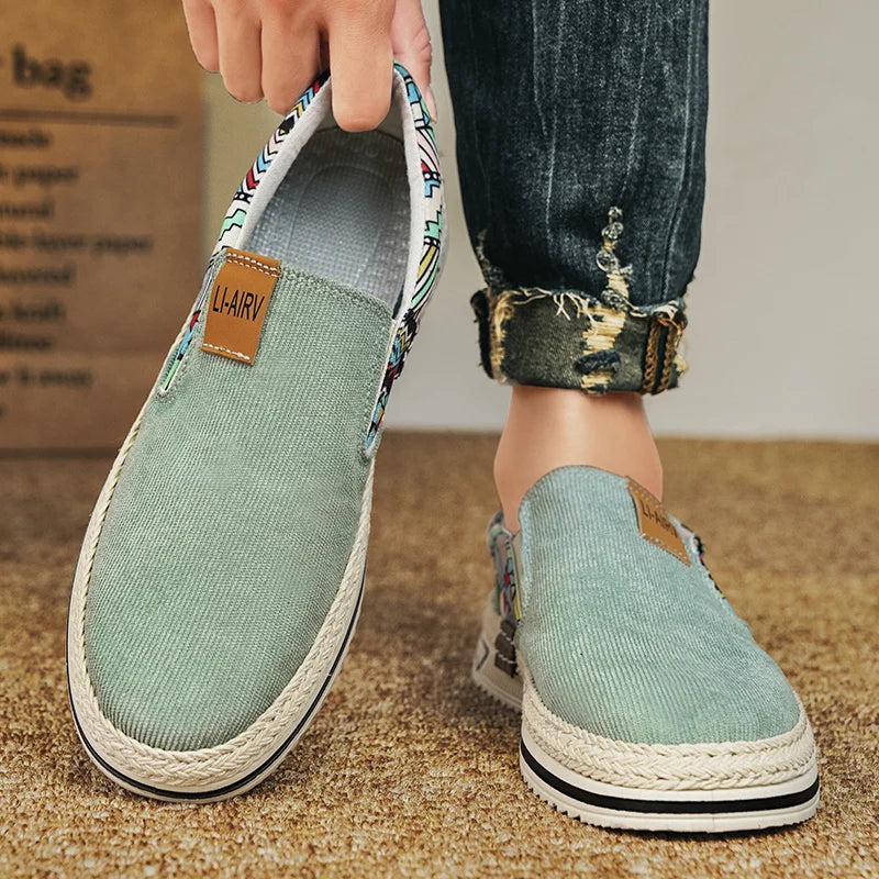 Casual Mens Cloth Shoes Spring Summer New Minority Nationality Style Versatile  Lazy Canvas Shoes Breathable Soft