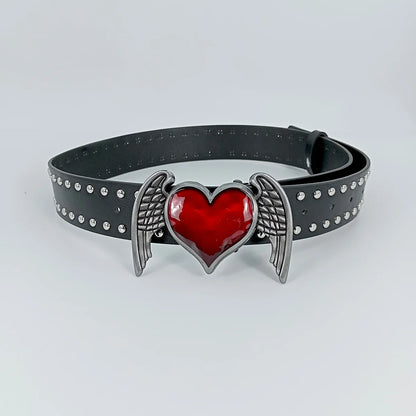 Unisex Jeans Belt sword red heart Goth Y2k Fashion Belts For Women High Quality Luxury Brand Rivet Punk Accessory Men Waistband