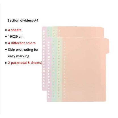 A4/B5/A5 Loose Leaf Refill Binder Notebook Blank/Line/Grid/Cornell Replacable Metal Ring Office&School Supplies Stationery