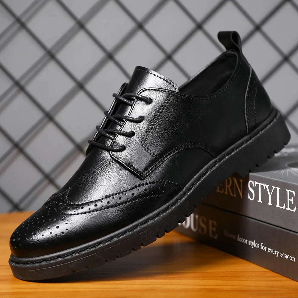 Men Leather Shoes Business Dress Shoes All-Match Casual Shoes Shock-Absorbing Footwear Wear-Resistant