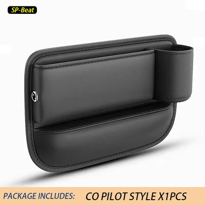 Leather car seat storage box, universal multifunctional console, side storage box with cup holder, car interior storage bag