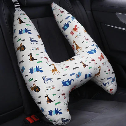 Cute Animal Pattern Kid Neck Head Support, U-Shape Children Travel Pillow Cushion for Car Seat, Safety Neck Pillow for Kids