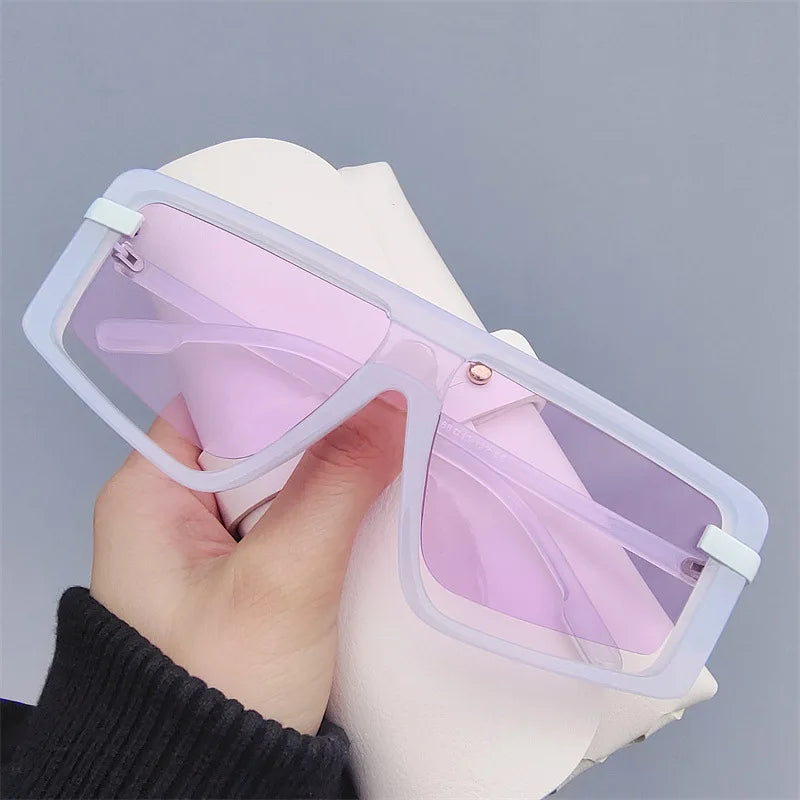 New Large Frame Joined Body Square Sunglasses Women's Brand Designer Fashion Sun Glasses Classic Men's Vintage Eyewear UV400