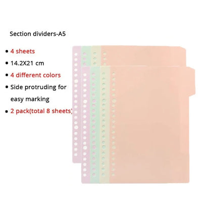 A4/B5/A5 Loose Leaf Refill Binder Notebook Blank/Line/Grid/Cornell Replacable Metal Ring Office&School Supplies Stationery