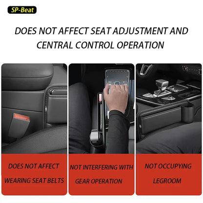 Leather car seat storage box, universal multifunctional console, side storage box with cup holder, car interior storage bag