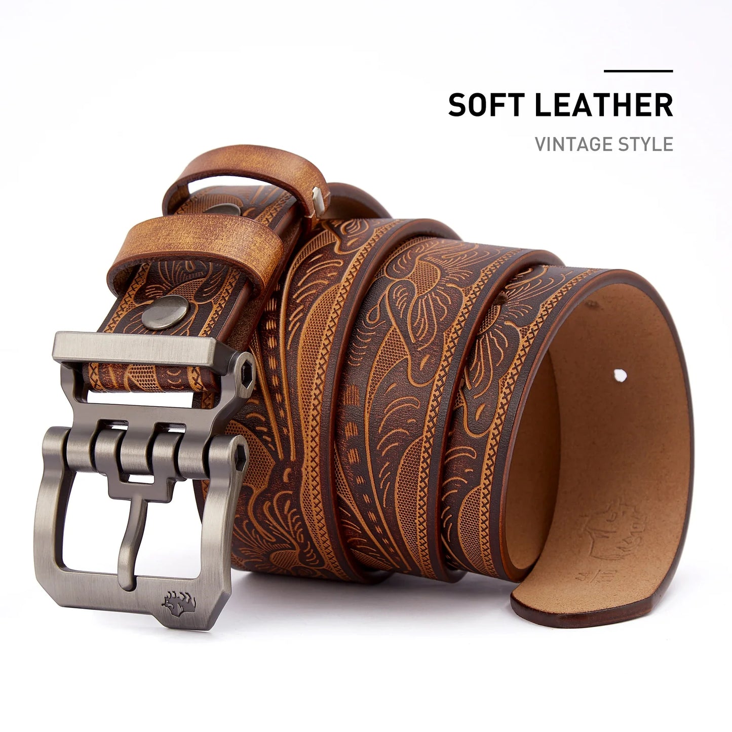 2024 Belts Without Buckle Two Layer Embossed Cowhide No Buckle Strap Pin Buckle Belt Body High Quality Male Belts Ideal Gifts