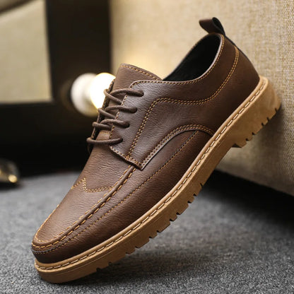 Men Leather Shoes Business Dress Shoes All-Match Casual Shoes Shock-Absorbing Footwear Wear-Resistant