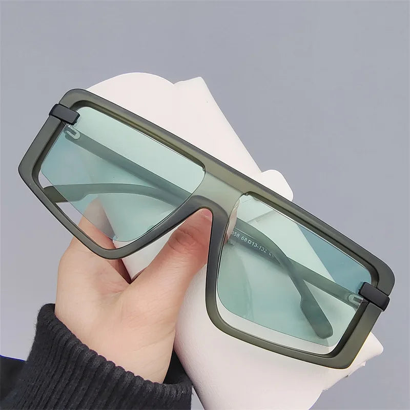 New Large Frame Joined Body Square Sunglasses Women's Brand Designer Fashion Sun Glasses Classic Men's Vintage Eyewear UV400