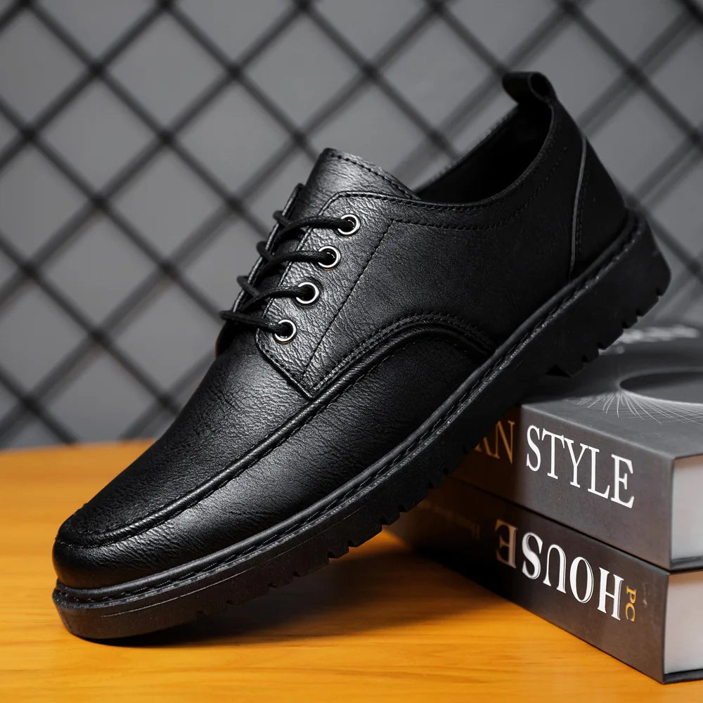 Men Leather Shoes Business Dress Shoes All-Match Casual Shoes Shock-Absorbing Footwear Wear-Resistant