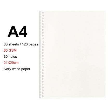 A4/B5/A5 Loose Leaf Refill Binder Notebook Blank/Line/Grid/Cornell Replacable Metal Ring Office&School Supplies Stationery