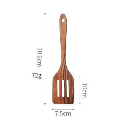 Thailand Teak Natural Wood Tableware Spoon Ladle Turner Long Rice Colander Soup Skimmer Cooking Spoons Scoop Kitchen Cook Tools