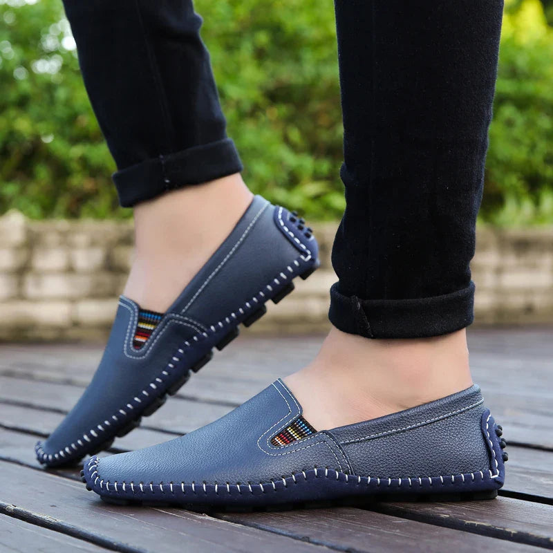 [Soft] Men's Shoes Casual Shoes Lazy Low-cut Set Foot Mid-mouth Single Shoes Cowhide Leather Handmade Leather Shoes